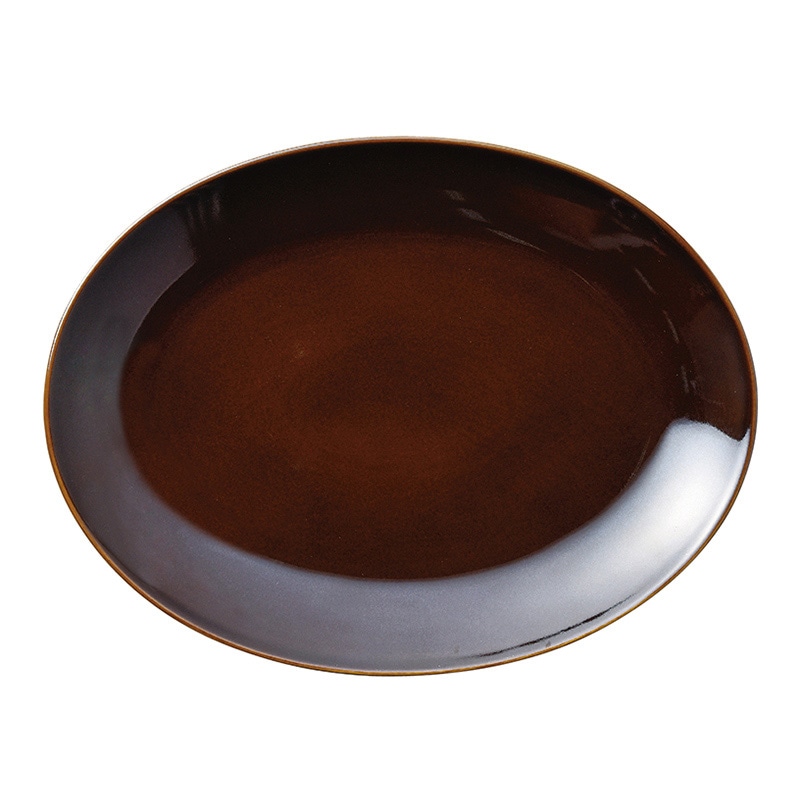 ミヤザキ食器 ラック ポーセレン ジェネシス オーバルプラター 36cm ダークブラウン RA36011GEDB 1個（ご注文単位6個）【直送品】