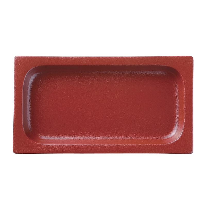 ミヤザキ食器 ラック ポーセレン ガストロノームパン 角型 浅 1／3 ダークレッド RA1318GNDR 1個（ご注文単位6個）【直送品】