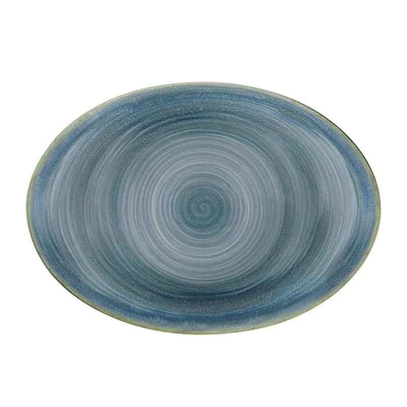ミヤザキ食器 ラック ポーセレン スポット オーバルプラター 32cm ブルー RA32011SPBL 1個(ご注文単位6個)【直送品】