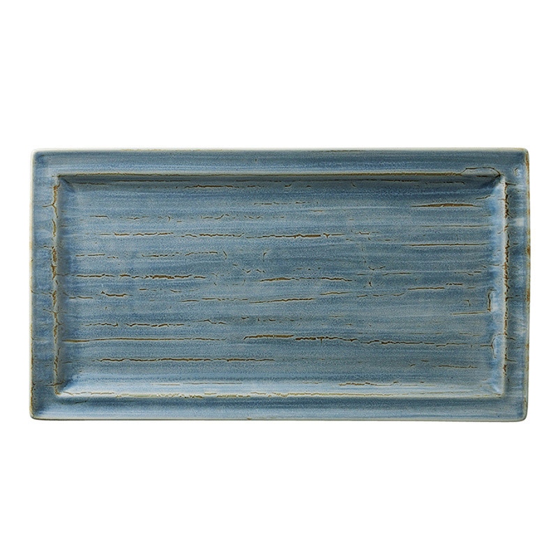 ミヤザキ食器 ラック ポーセレン スポット レクタンギュラープレート 38cm ブルー RA38021SPBL 1個(ご注文単位6個)【直送品】