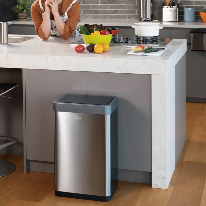 EKO JAPAN 自動開閉ゴミ箱 ミラージュX センサービン 45L シルバー EK9260RMT-45L 1台(ご注文単位1台)【直送品】