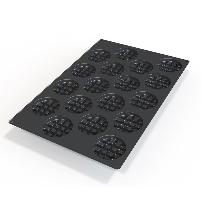 パシフィック洋行　製菓シリコン型　ワッフルラウンド 18取 2SI-SQ051　1個（ご注文単位1個）【直送品】