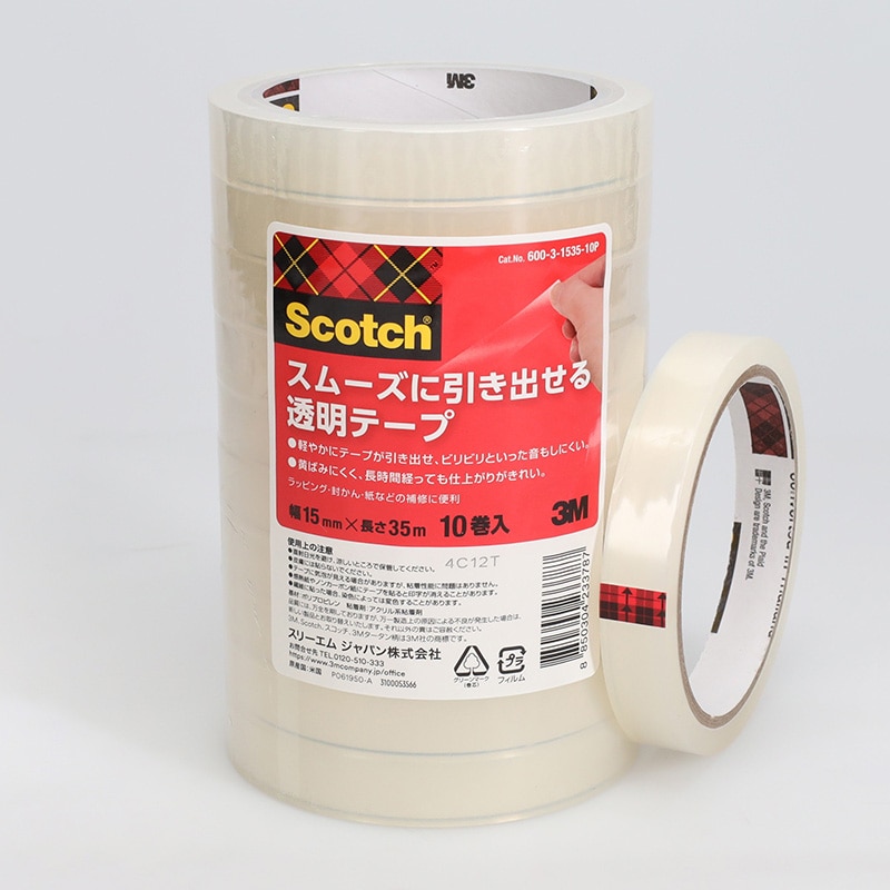 スリーエムジャパン 600-3-1535-10P スコッチスムーズに引き出せる透明テープ 10巻/パック