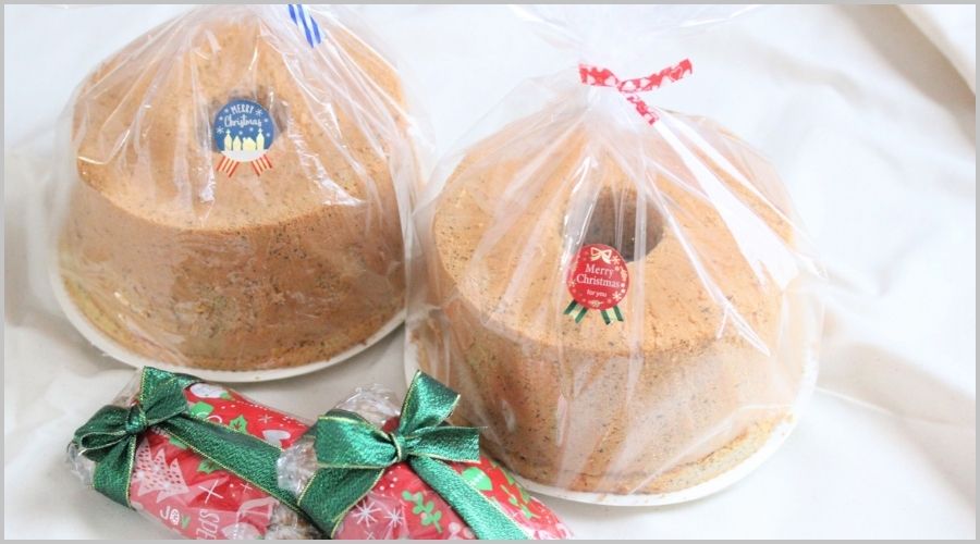 ホールシフォンケーキのラッピング方法