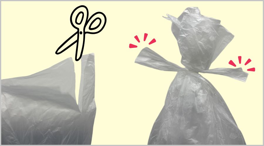 ゴミ袋に取っ手紐がないなら切り込みを入れて作り出す