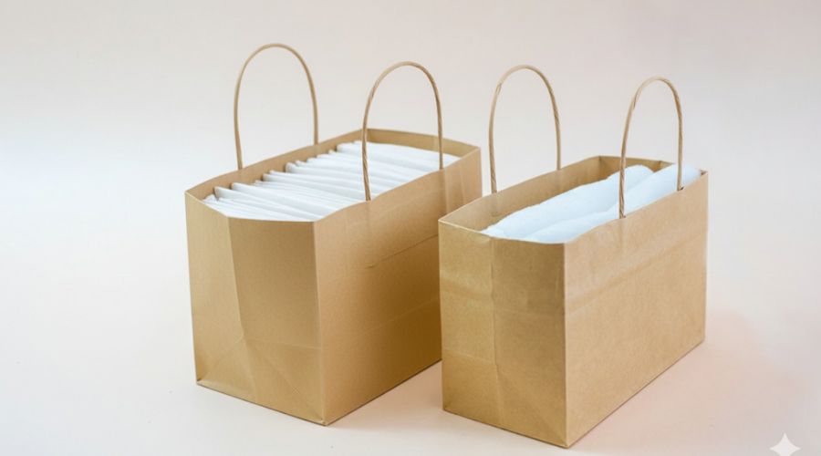 ラク技① 紙袋で“立てる仕切り収納”