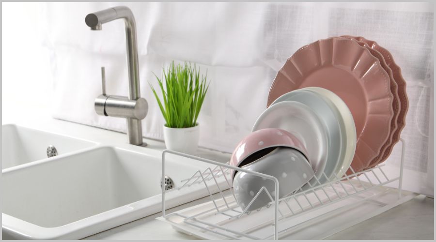 水切りカゴに入れて乾かす