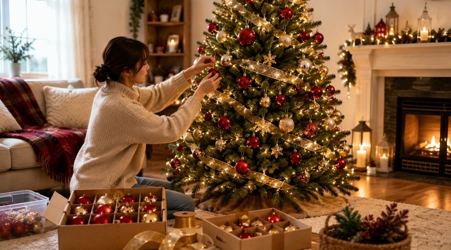 クリスマスツリー飾りの基本手順
