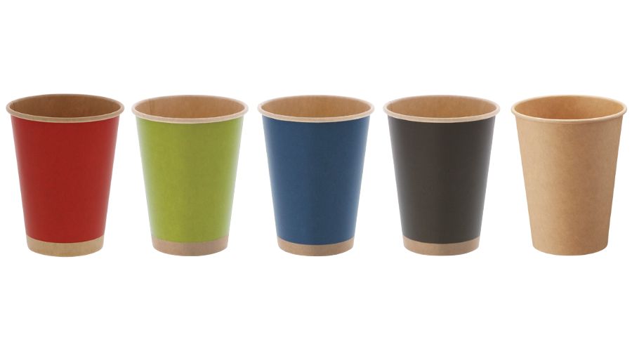 ベースカラーがクラフトカラーのアイス・ホット兼用カップ